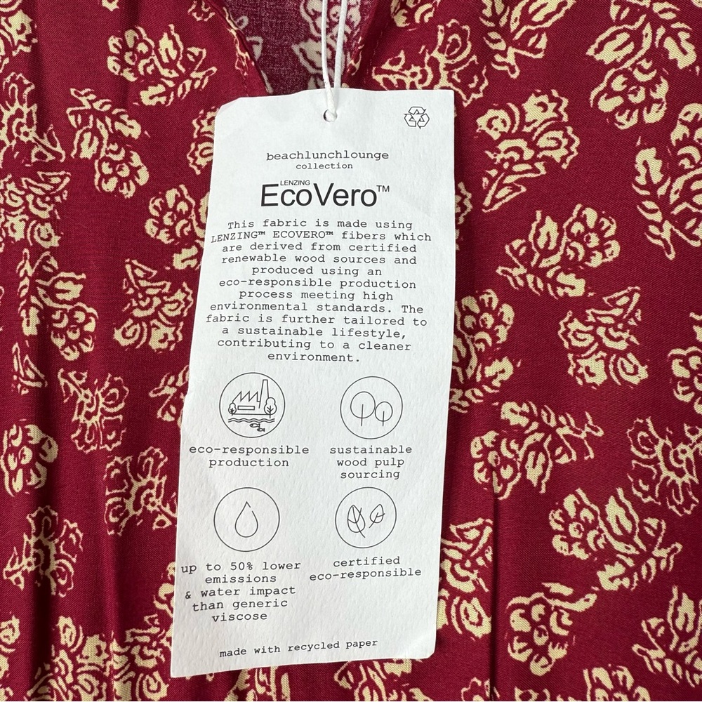 NWT BeachLunchLounge Red Floral Sleeveless Midi Dress Boho EcoVero Size Small - Picture 6 of 12